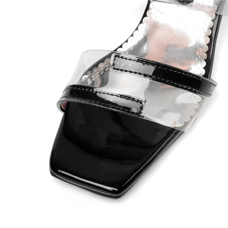 Женские босоножки без задника MORAZORA черные или белые вечерние из прозрачного