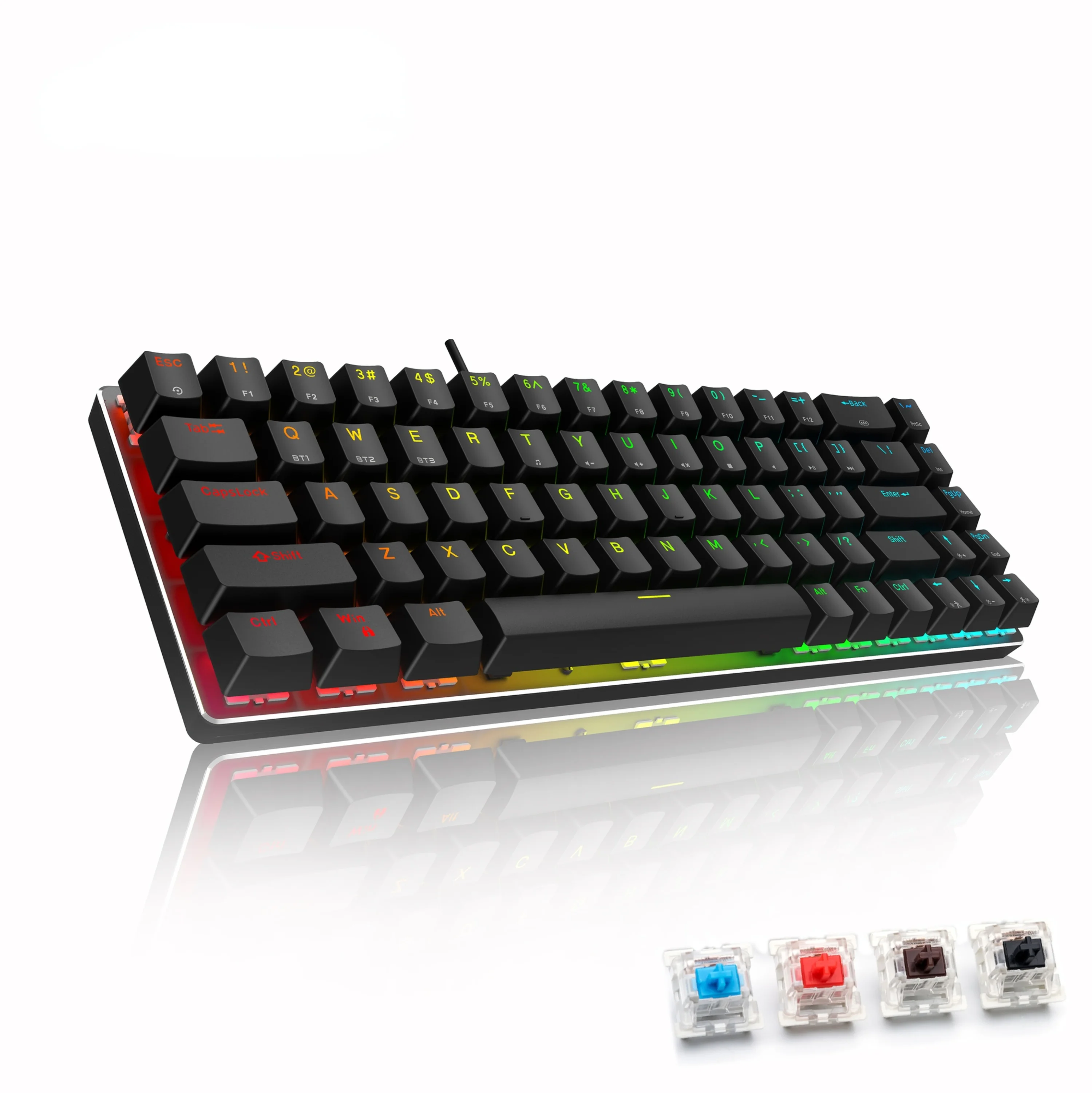 

Gaming Mechanical Bluetoot Keyboard 68/87 Keys with Bluetooth/2.4Ghz/USB RGB Backlit Blue red Brown Switch give the phone tablet