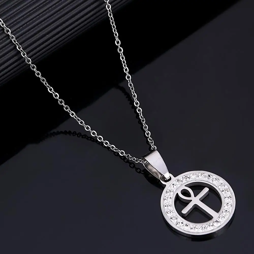 Нержавеющая Сталь Серебряный Цвет Египетский Анкх крест кулон ожерелье для