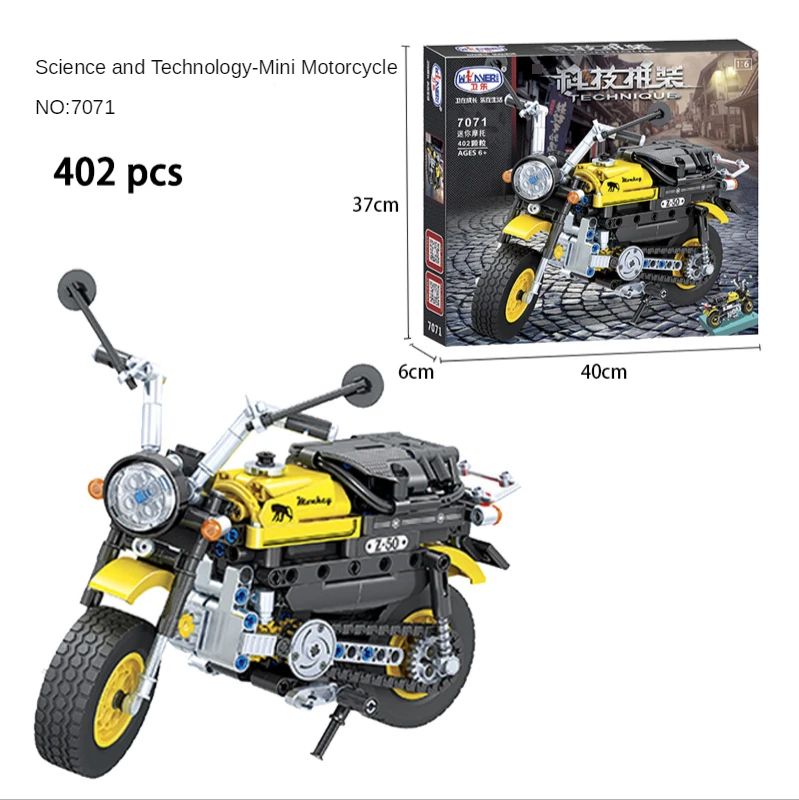 

Technology machinery mini motorcycles children's assembled building blocks educational similar motorcycles toys for kid's gift
