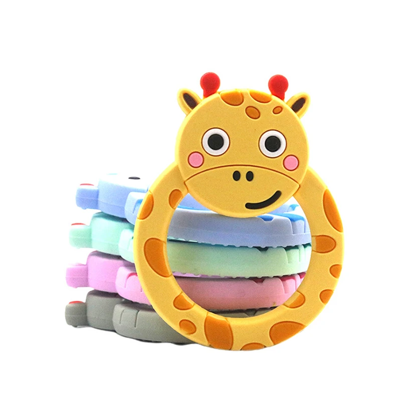 Mordedor para los dientes de silicona mordedor chupete con pinza de soporte colgante de dibujos animados de animales peque&ntilde;os dentici&oacute;n de dientes juguete sensorial-1