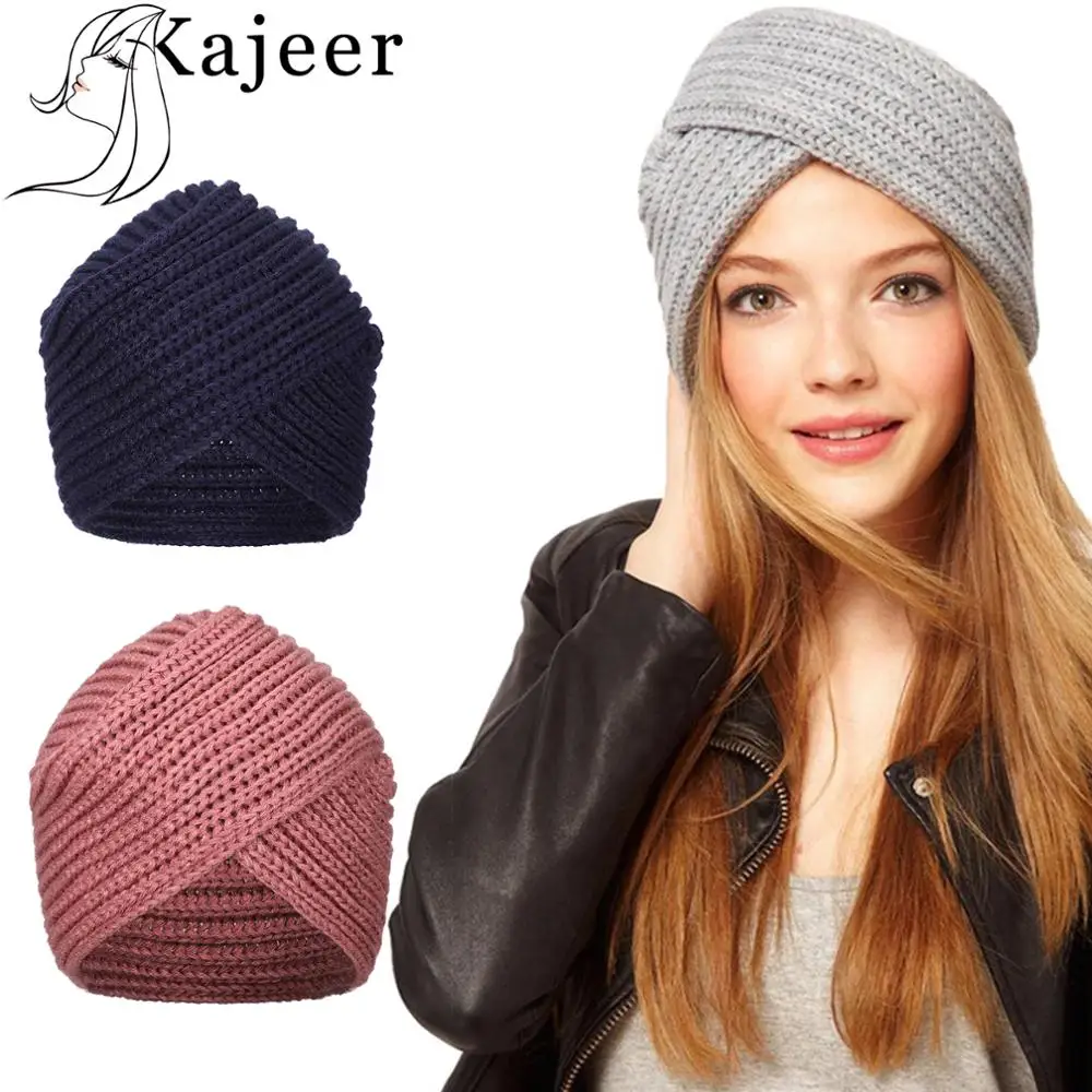 

Muslim Inner Caps Bohemia Turban Cashmere Cross Wrap Head Indian Hat Wool Knitting Fashion Bonnet Turbante Cap Ready To Wear