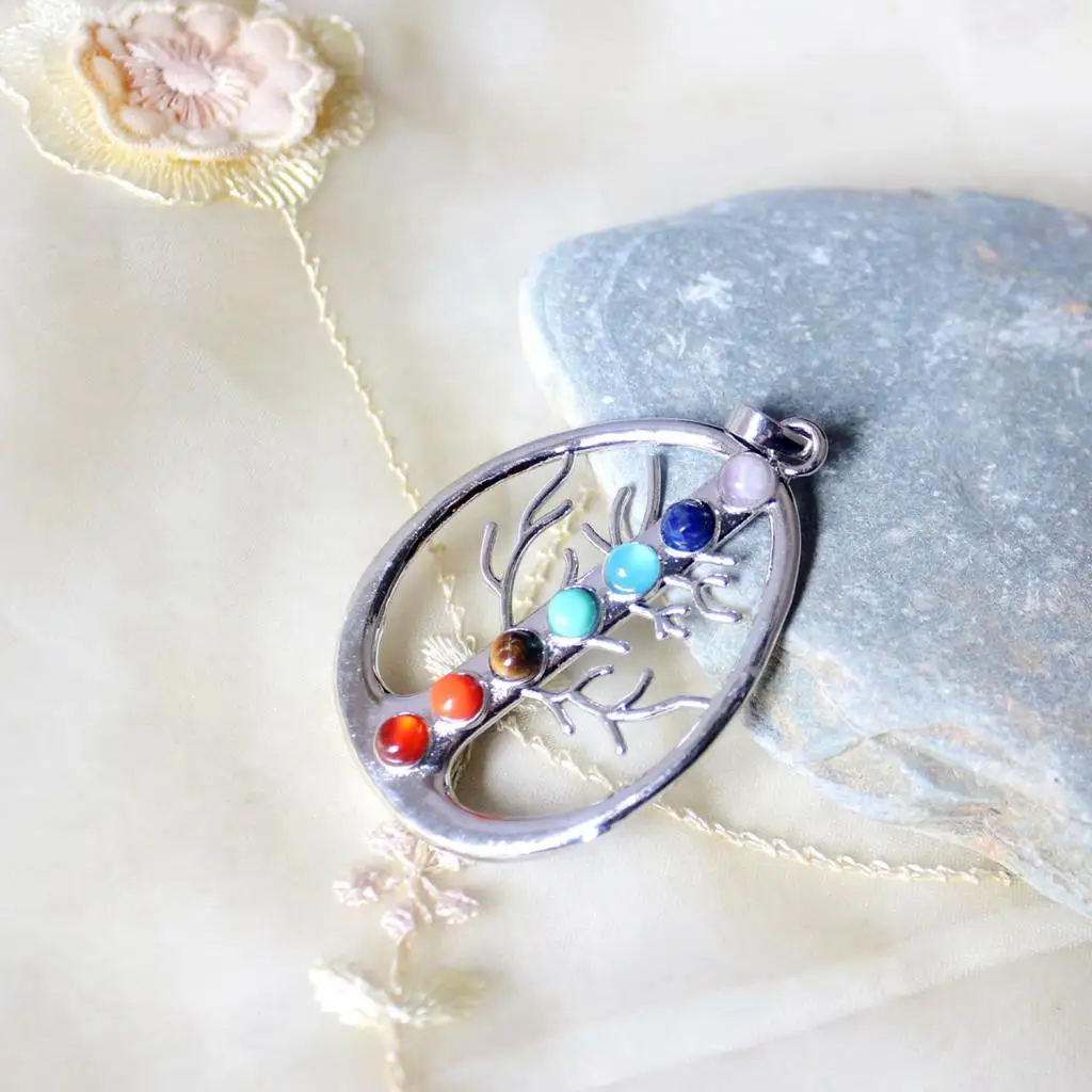 Феново мода 7 чакр Красочный Кристалл энергия кулон для лазурита Красного камня