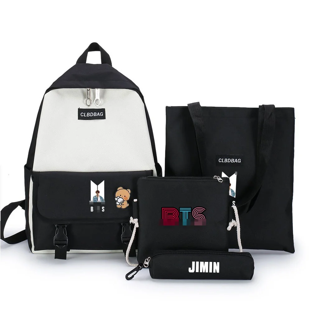 

4PCS/Set Kpop Fashion Mother Baby Bag Bangtan Boys Oxford Waterproof School Bag Backpacks Shopping Bag Mochila Bag Combination