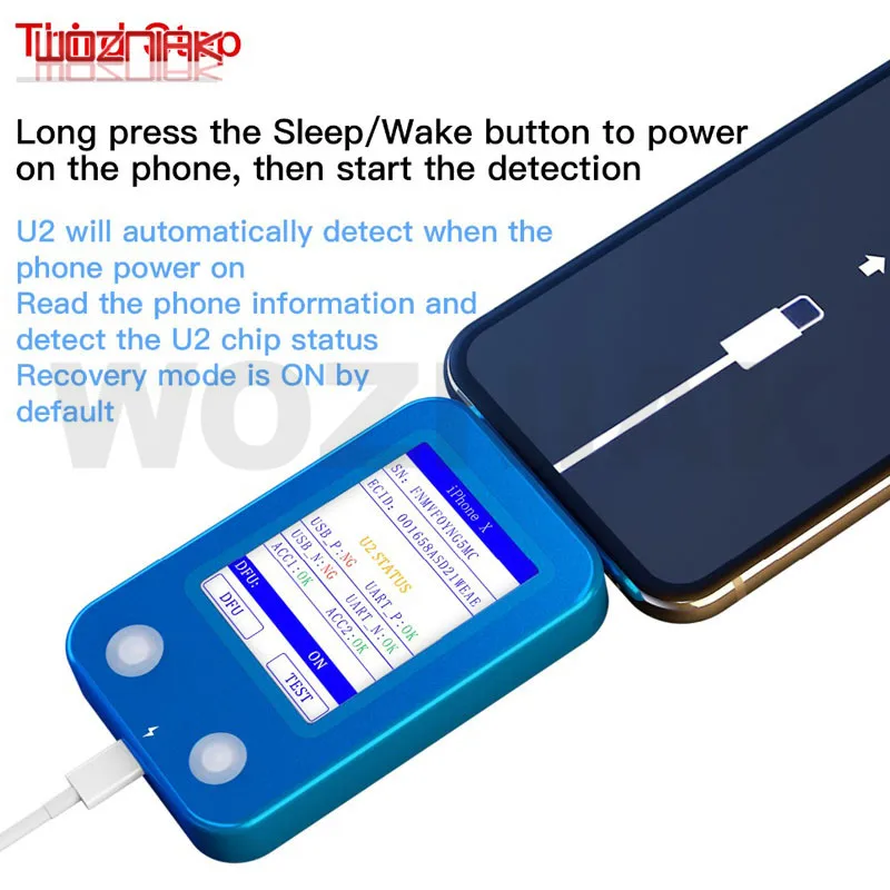 WOZNIAK JC U2 Tristar Тестер быстрый детектор для iPhone U2 заряд IC дефект Быстрый тестер SN серийный номер Быстрый детектор считыватель