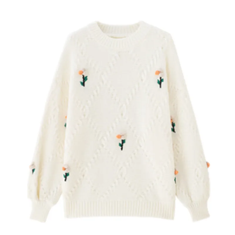 

Handmade Crocheted sweater for women's autumn and winter thickening and loose wearing cocoon type Pullover