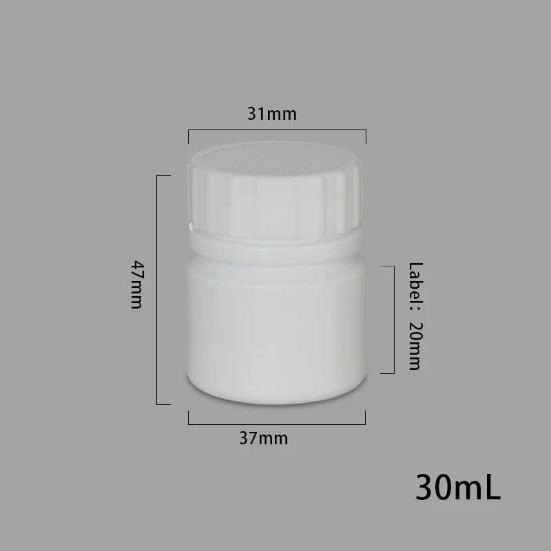 50 set of 30ML 100 мл Белый пластиковый флакон HDPE фармацевтическая, для лекарств таблеток Упаковочные бутылки с винтовой крышкой 50 шт./упак - Цвет: 50 set of 30ML