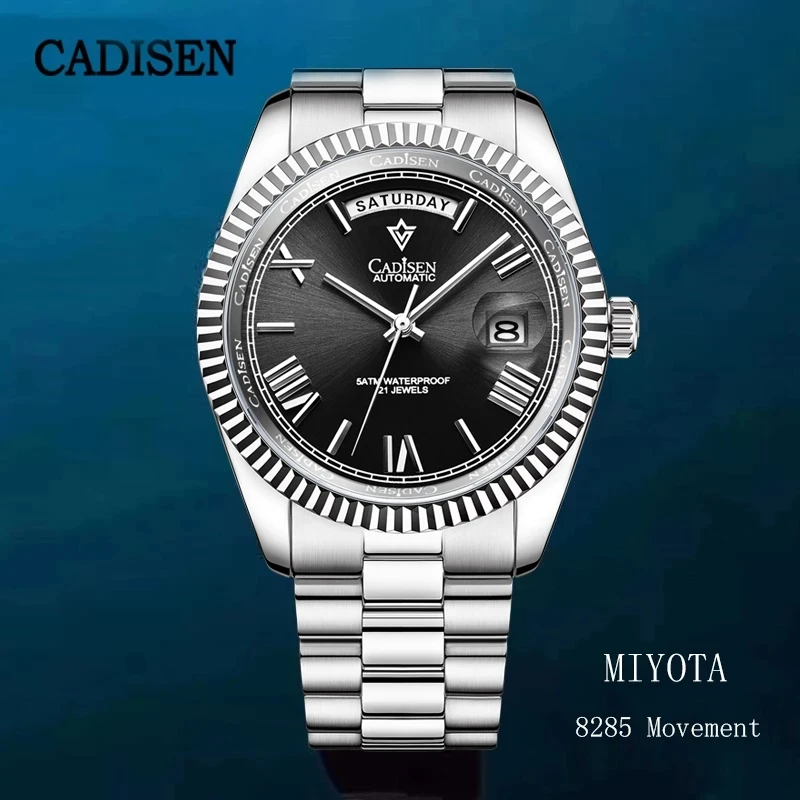 Часы наручные CADISEN мужские черные брендовые Роскошные деловые водонепроницаемые