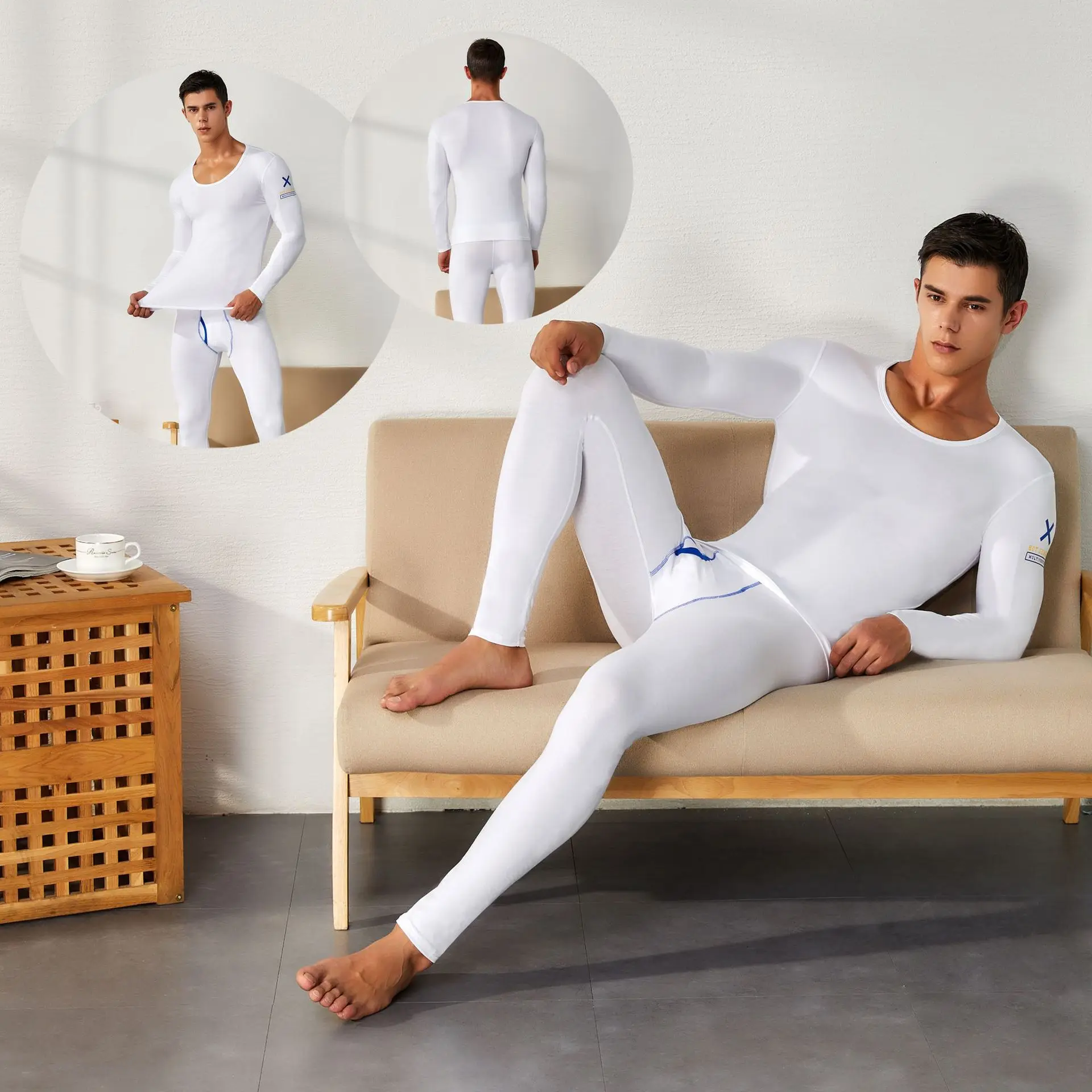 

Men's Long John Thermal Underwear Suit Cotton Pure Color Autumn Winter Warm Breathable Elastic Hip Lift High Quality Underwear
