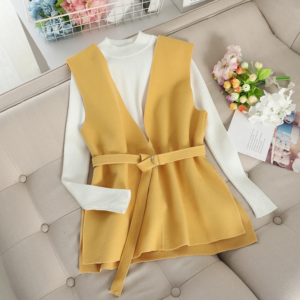 SINGRAIN осенний женский свитер с высоким воротом шерстяной Теплый жилет свободная