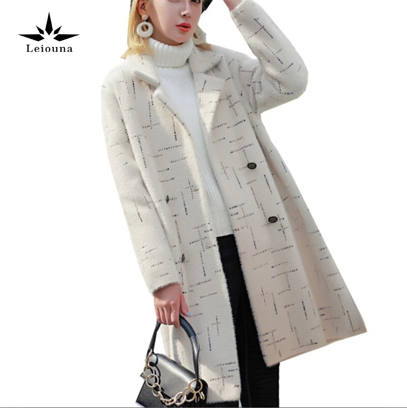 Женское длинное Норковое Пальто Leiouna теплая зимняя верхняя одежда с