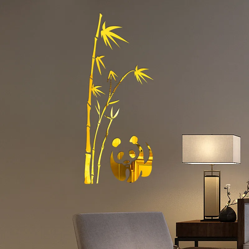 Роскошная Зеркальная Наклейка в форме бамбука сделай сам милое черное кольцо для