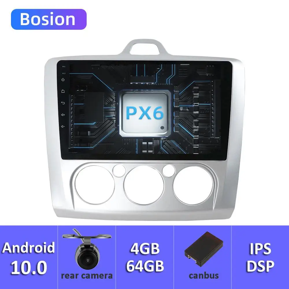 Автомобильный мультимедийный плеер Bosion Android 10 с GPS навигацией IPS экраном DSP PX6 4 ГБ 64