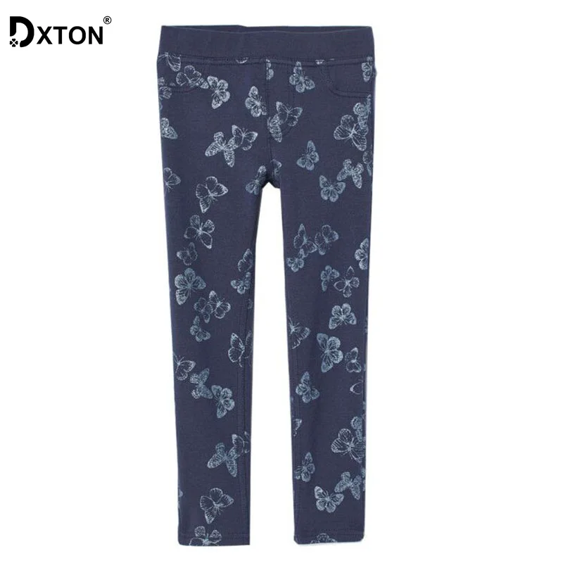 Леггинсы DXTON для девочек повседневные длинные штаны с принтом бабочки хлопковые