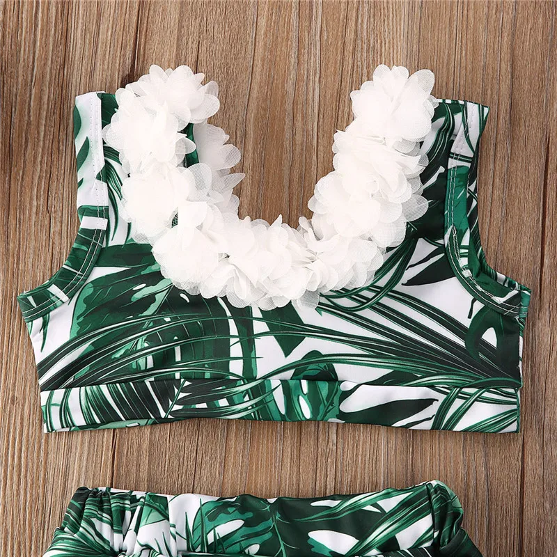 Летний комплект бикини с цветочным принтом для маленьких девочек купальный