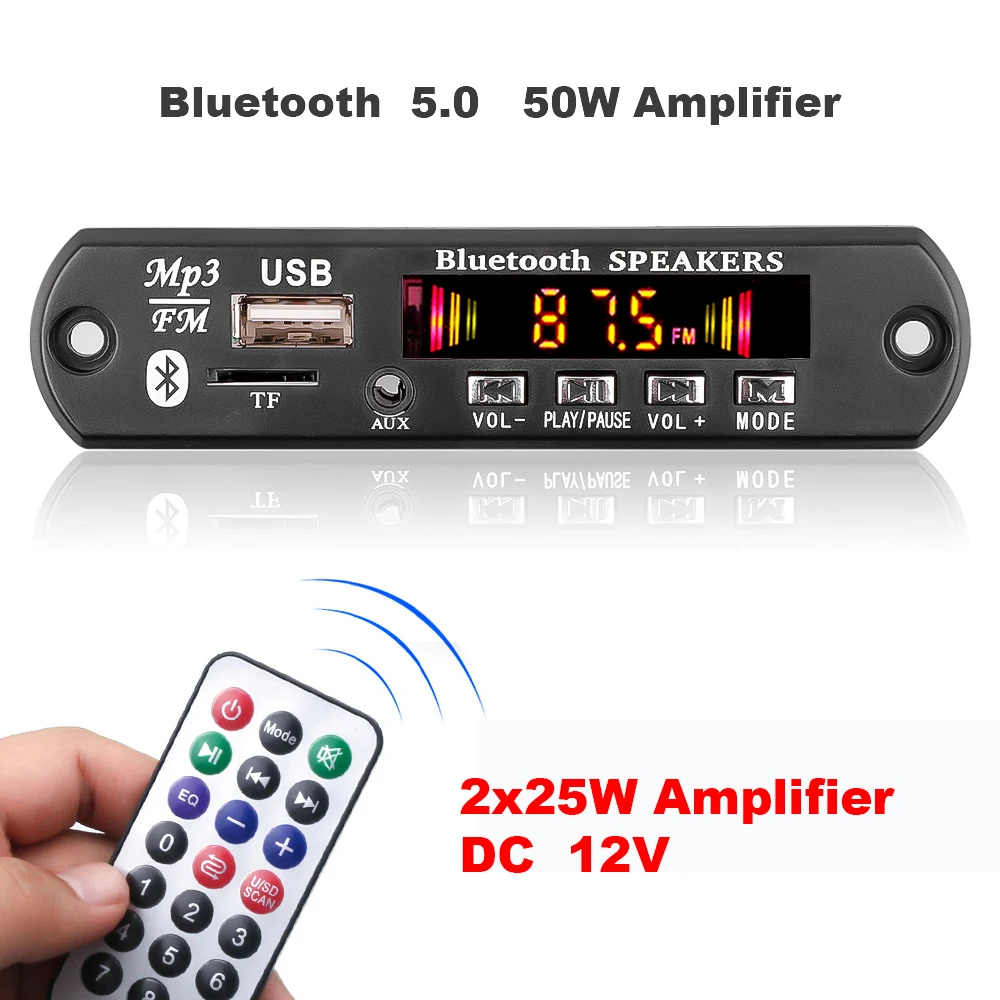 Усилитель 5 В 18 в 2 х25 Вт Плата декодера MP3 Bluetooth 0 Автомобильный MP3-плеер USB модуль