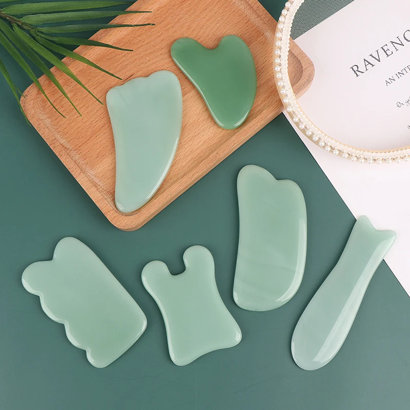 

Massage Jade Guasha Stone Natural Jade Gua Sha Scraper Board For Chin Neck Face Lifting Wrinkle Remover Beauty Care