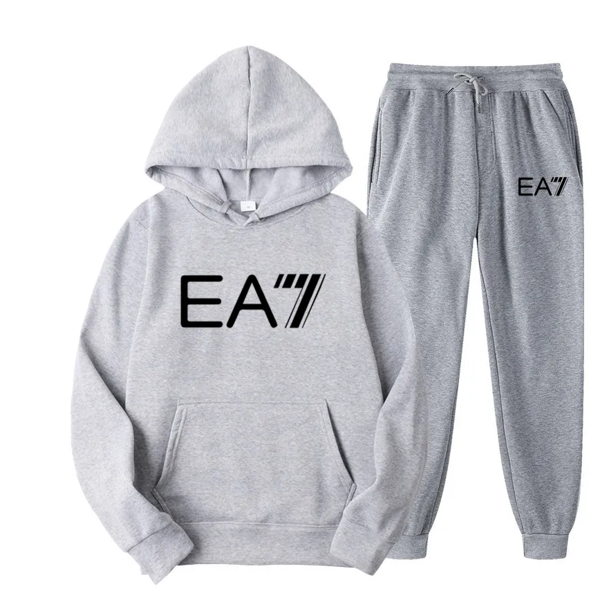 

2021 New 2 Pieces Sets Fashion Hoody Men Hoodies Casual Sweatshirts+Pants Letter Printed Plus Fleece Warm Threaded Cuffs S-3XL