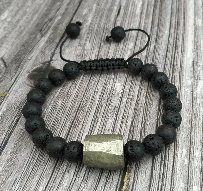 Регулируемый Браслет из натурального пиритового камня YA4040 | Украшения и