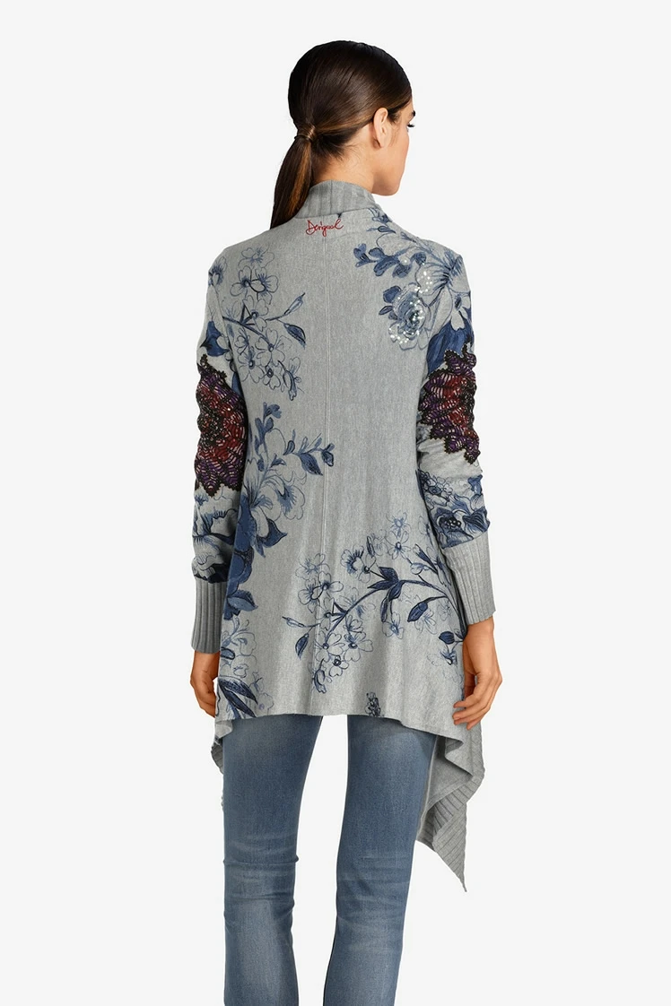 

Foreign trade original invoice Spain spring and autumn printing medium and long style exotic sweater cardigan