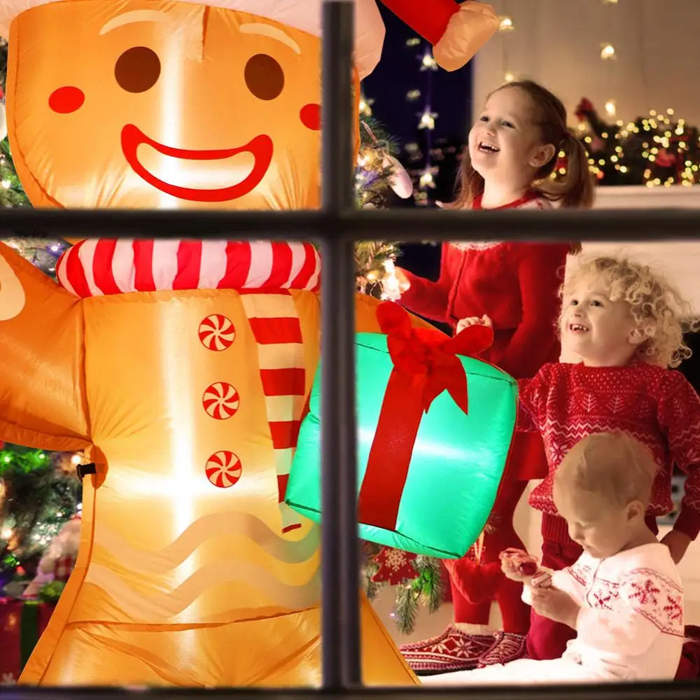 OurWarm-figura de luz nocturna para hombre, mu&ntilde;eco inflable de jengibre para jard&iacute;n al aire libre, decoraciones de fiesta de Navidad para el hogar, 2020 pies, 8 pies-4