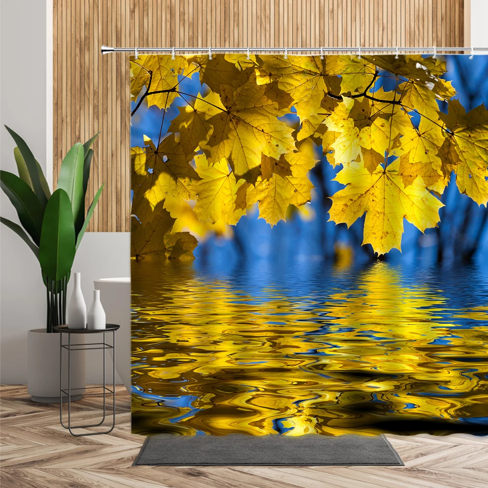 Занавеска для душа с лесным кленовым деревом декоративная Штора ванной комнаты