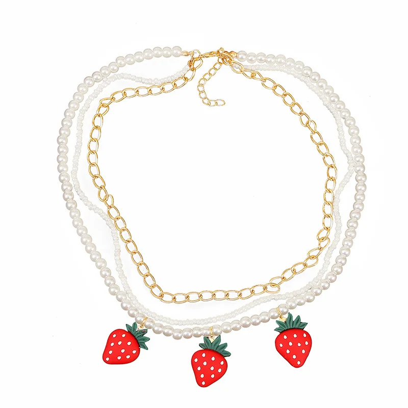 

Ant Angel Boutique Jewelry Necklace Sets for Women Colorful Beaded Layered Necklace Cute Strawberry Necklace Jewelry