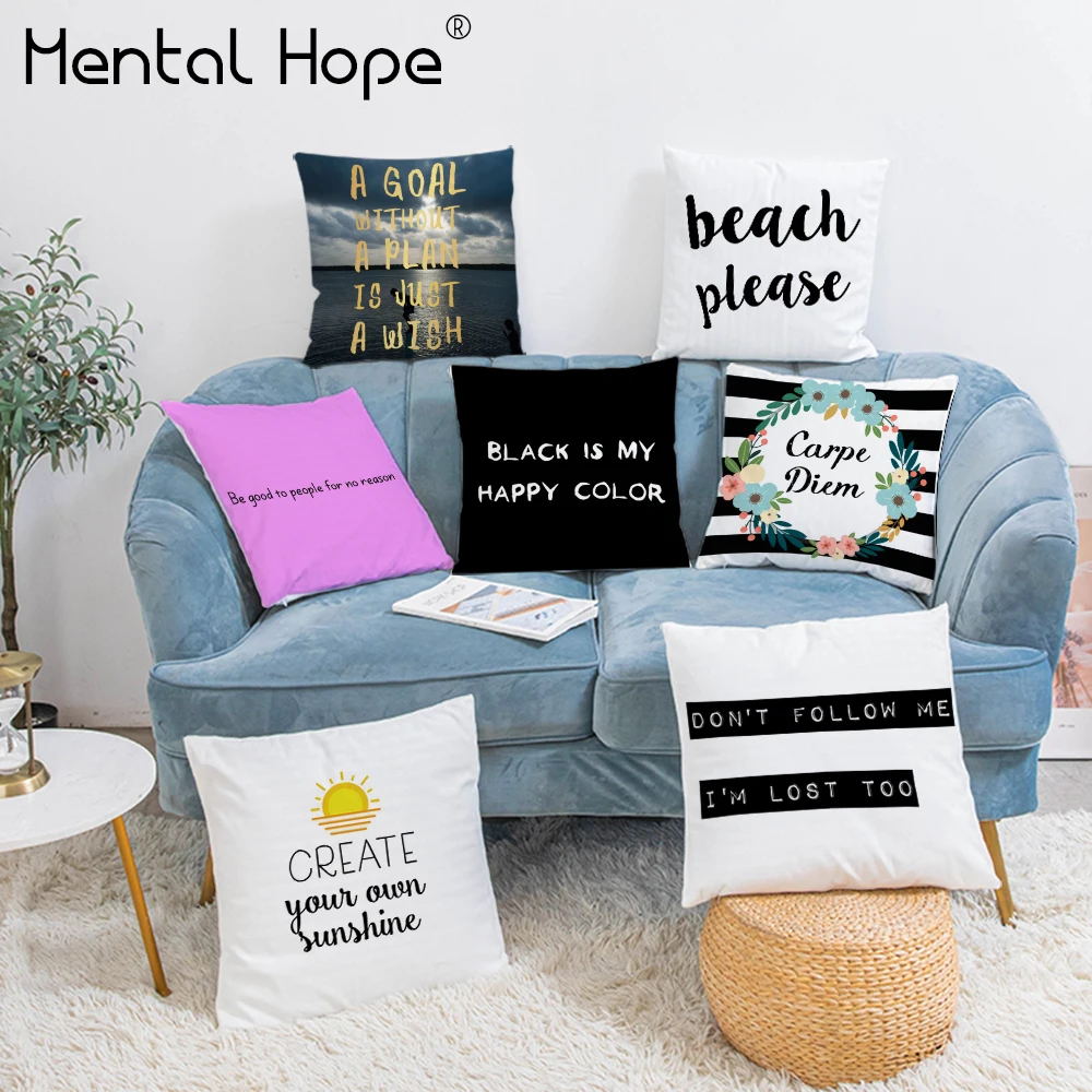 

Letter Words Decorative Cushion Cover for Sofa Geometric Plush Throw Pillow Cover Home Decor Square Living Room Pillowcase