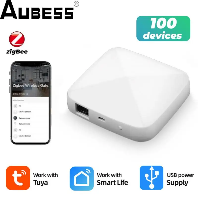 

Aubess Tuya ZigBee 3.0 Smart Hub, Wired Gateway Bridge For App Voice Remote Control, Works With Alexa Google Home Assistant