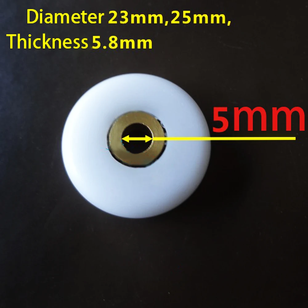 8pcs/lot Diameter 23mm/25mmmm Fasteners Bathroom Bearing Door Runner Sliding Shower Door Roller Pulley  5mm hole distance images - 6