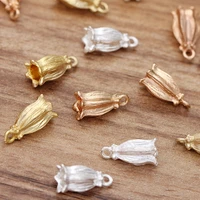 fashion 15pcsbag 716mm zinc alloy buds flowers shape beads tassels end cap charms pendants for diy jewelry accessories