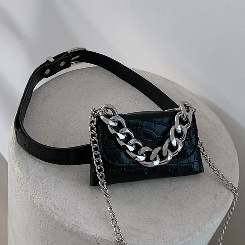 

2021 Fashion Ladies Girls All-match Crocodile Fanny Chain Women's Belt With Waist Shoulder Bag Bag Belt Chain