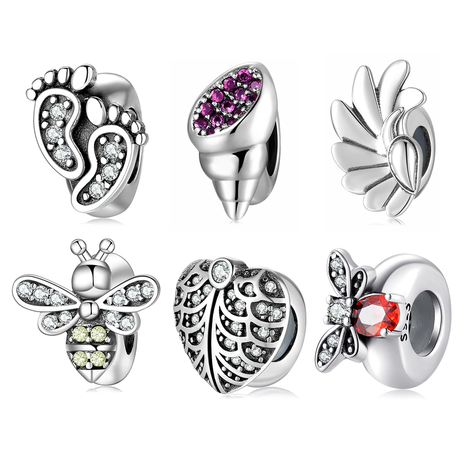 

2021 Dazzling Delicate Bee 925 Sterling Silver Silicone Stopper Beads Fit Charms Original European Bracelet Bangles Jewelry