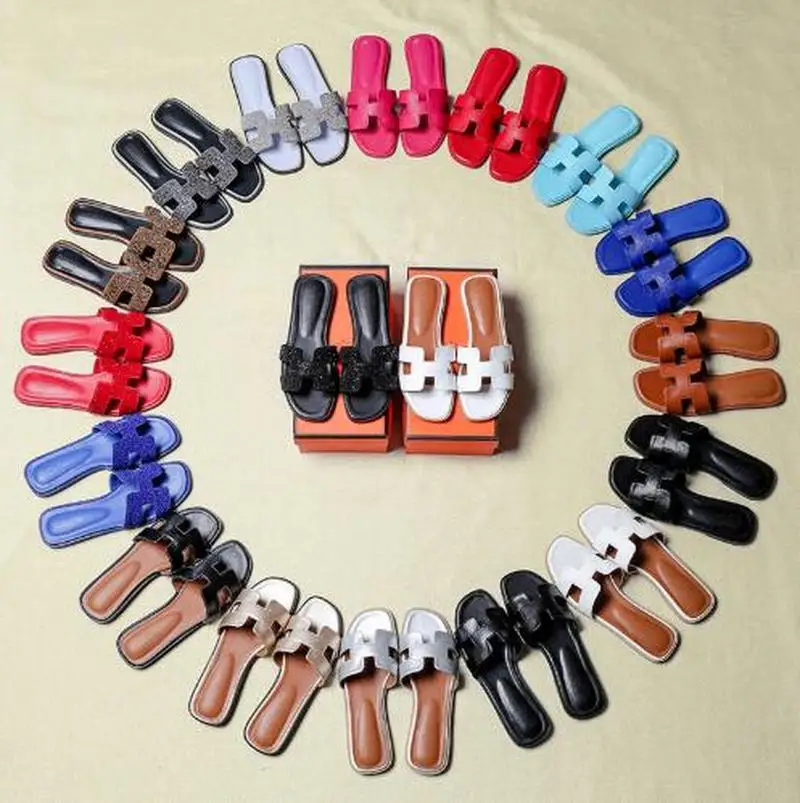 

Women Summer Cut Out Ladies Sandals Ladies Luxury Brand Sandals Good Quality Flat Shoe Candy Color Outdoor Holiday Slides 34 -43