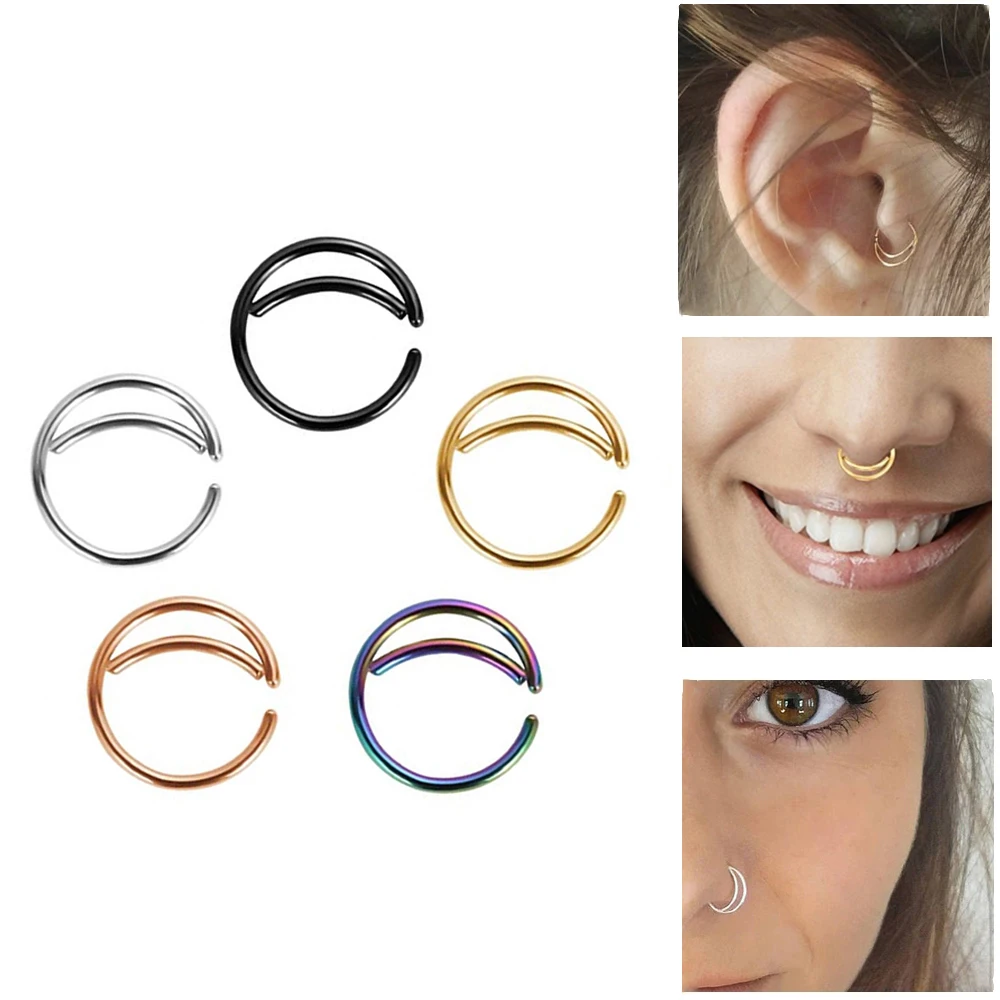 

316L Stainless Steel Moon Nose Ring Hoop Indian Nose Ring Septum Ring Body Piercing Jewelry Nose Piercing Small Nose Hoop