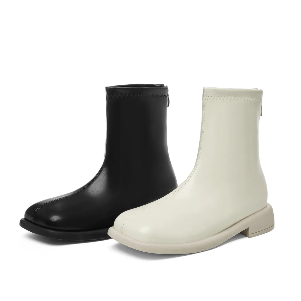 Fashion Platform Chelsea Boots for Women 2021 Pu Leather Thick Heel Ankle Boots Woman Autumn Winter Motorcycle Booties