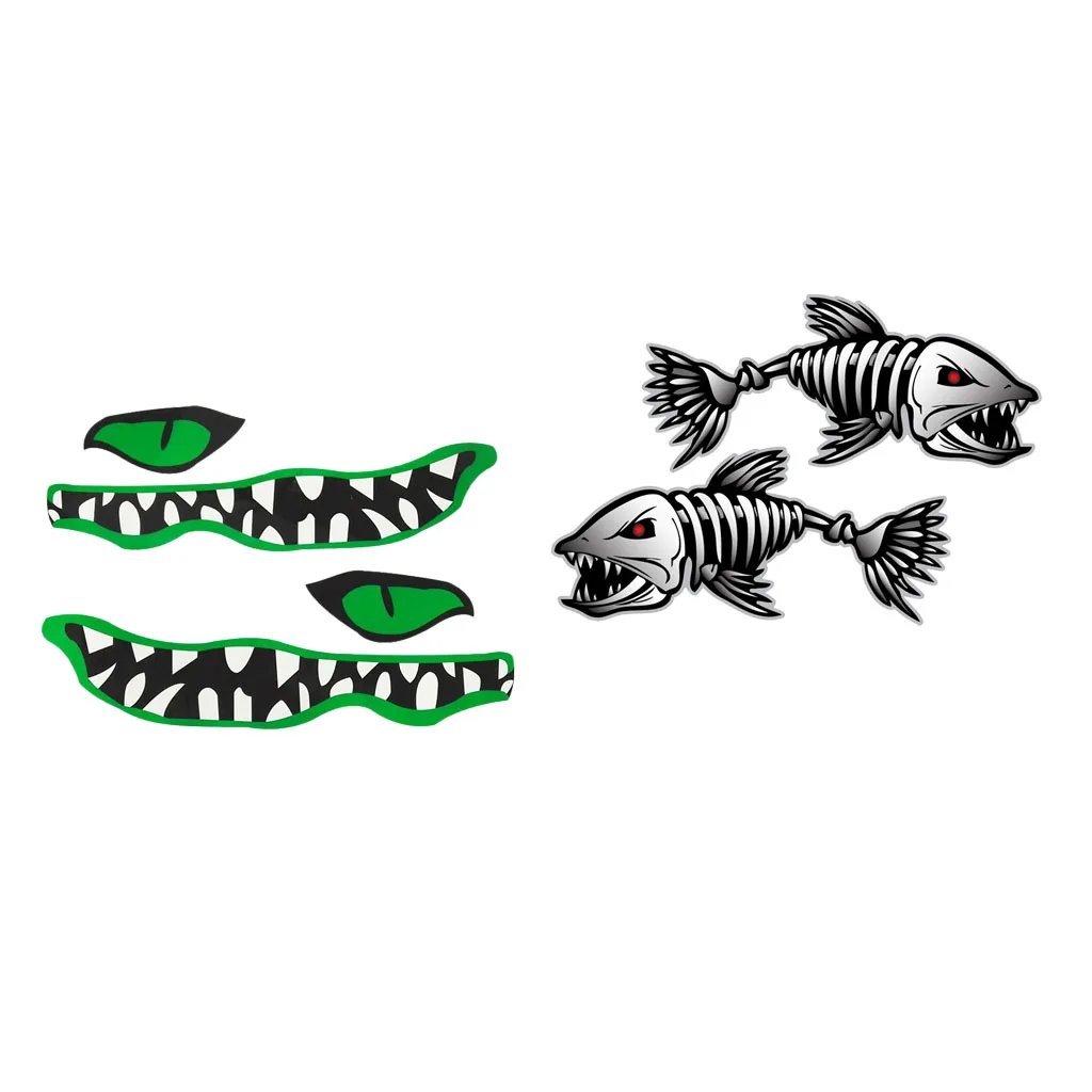 1 пара водонепроницаемый скелет рыба + речной Монстр рот графика наклейки водные
