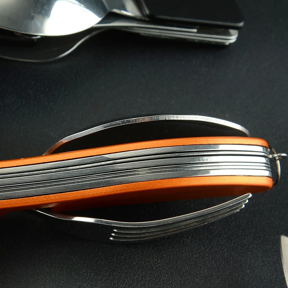 4 в 1 складные столовые приборы из нержавеющей стали|Столовые сервизы| |