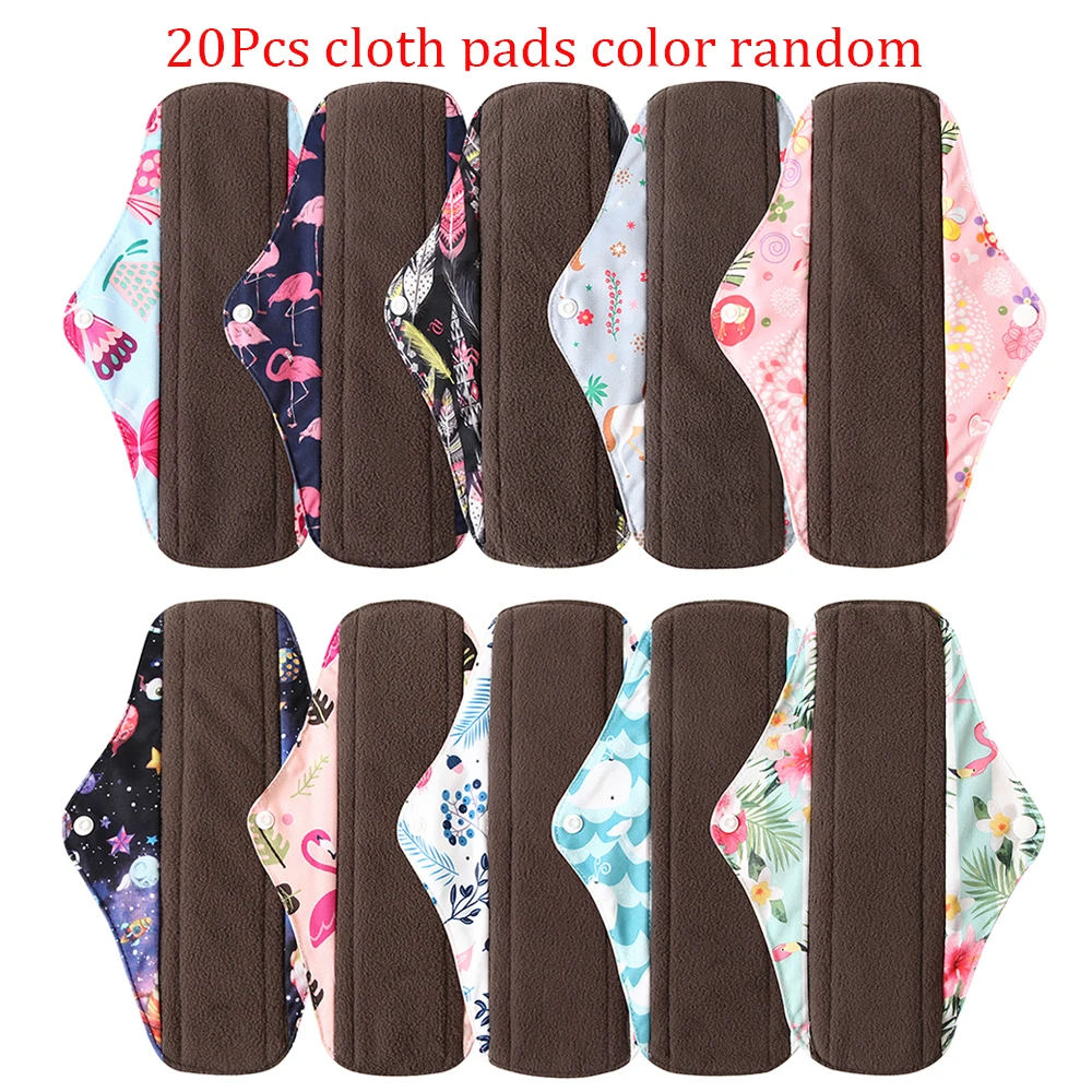 20Pcs-B Многоразовые женские тканевые менструальные прокладки Bamboo-charcoal Absorbency женские Моющиеся Прокладки гигиенические салфетки оптом - Цвет: 20Pcs-B