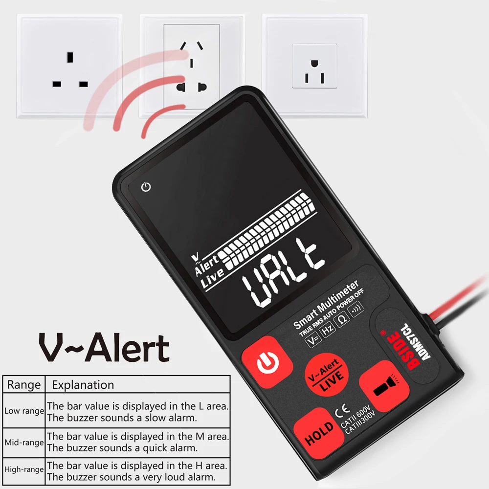 

BSIDE 3.5 Inch Auto Digital Multimeter AC/DC Voltage Resistance Frequency Meter True RMS EBTN LCD 6000 Counts Display