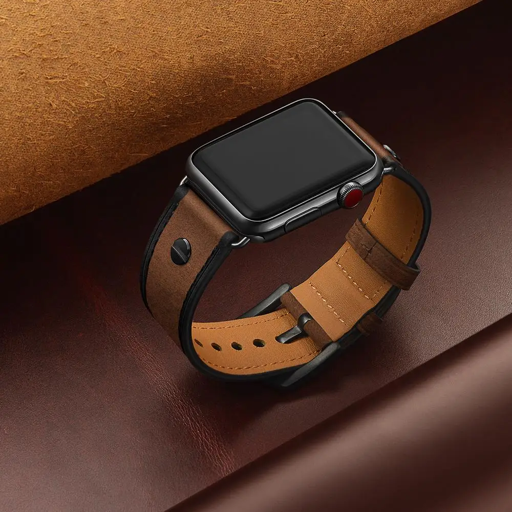 Кожаный ремешок для Apple watch 44 мм 40 iWatch 38 42 класс часов Браслет 5 6 SE 4 3 2 1 | Наручные