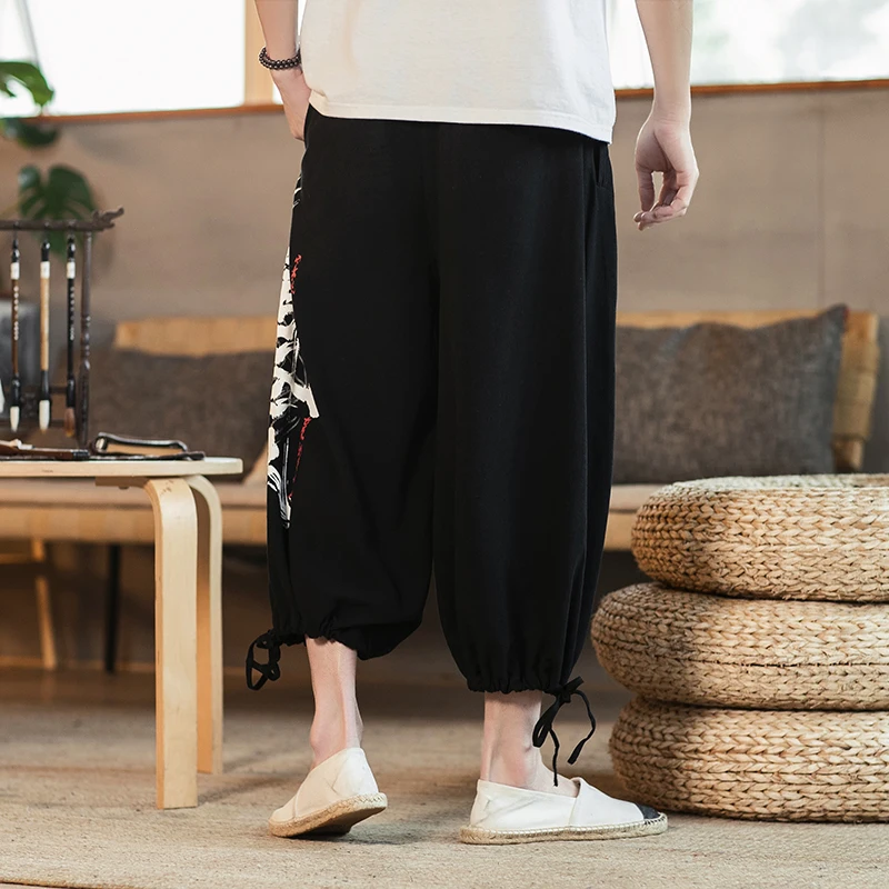 

High Quality Mens Wide Leg Pants Loose Fashionable Straight Pants Male Cotton Linen 2021 Summer New Harem Pants Large Size 5XL