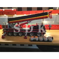 moc electric remote control crane with outriggers five axis crane construction vehicle assembling toys compatible with le