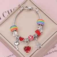 european and american new panjia bracelet diy love crystal big hole beaded jewelry christmas souvenir gift