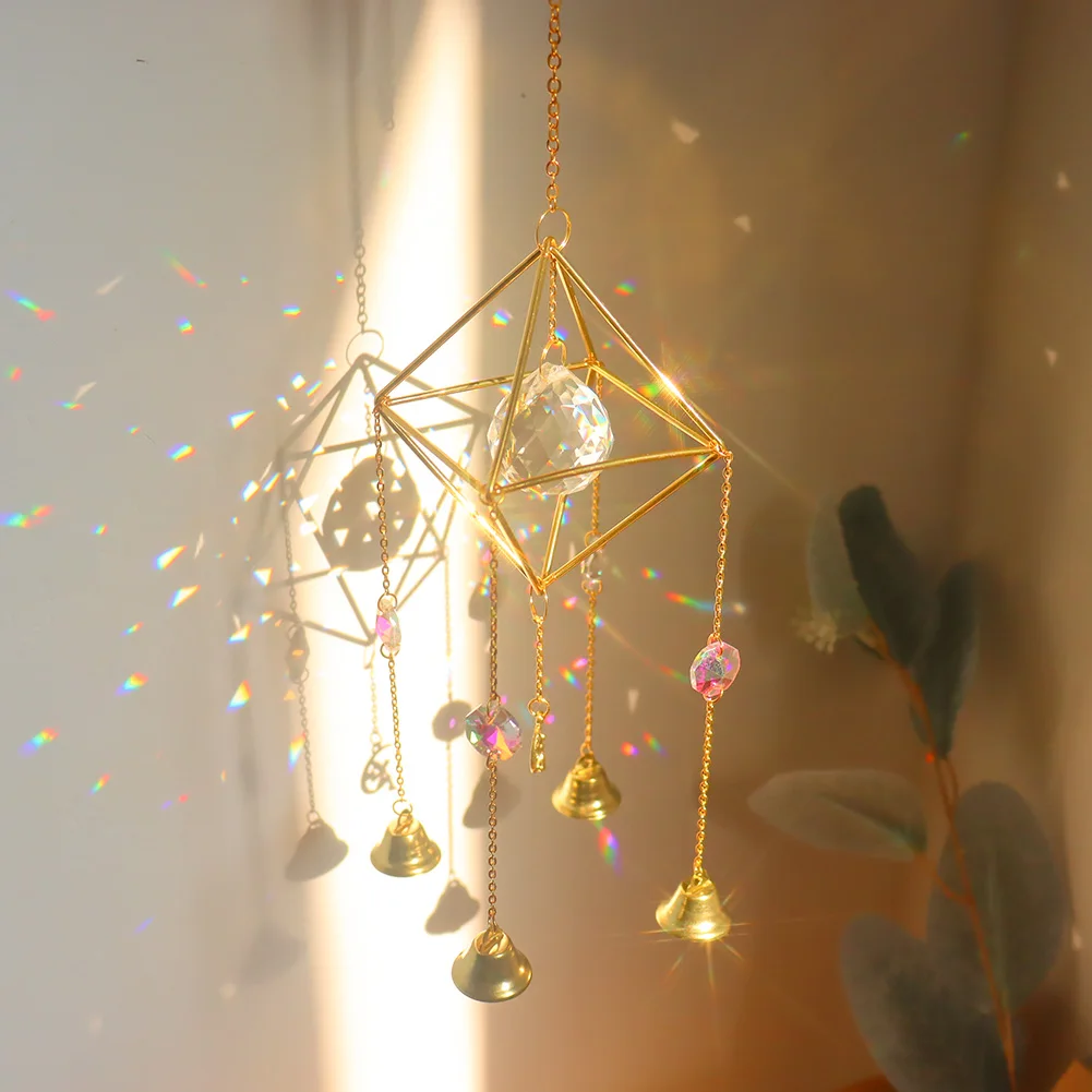 

Wind Chimes Sun Moon Crystal Prisms Catcher Hanging Rainbow Chaser for Window Curtains Pendant Home Garden Decor Gifts