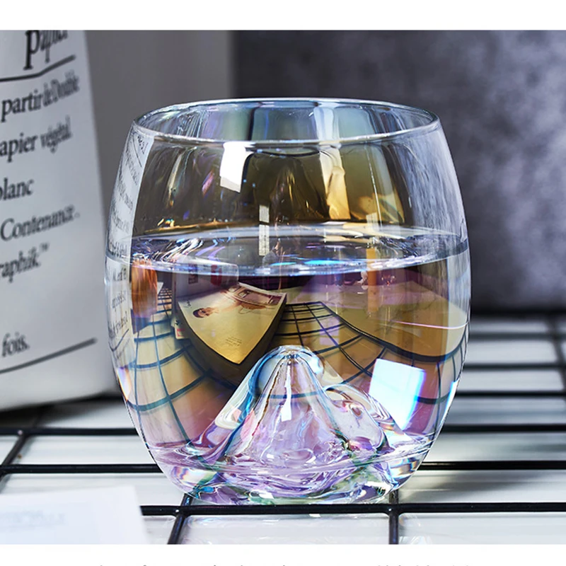 

300ml Rainbow Glass Cup Teardrop Crystal CupJapanese Style Household Colorful Personality Drinking Glass Net Red Wine Glass