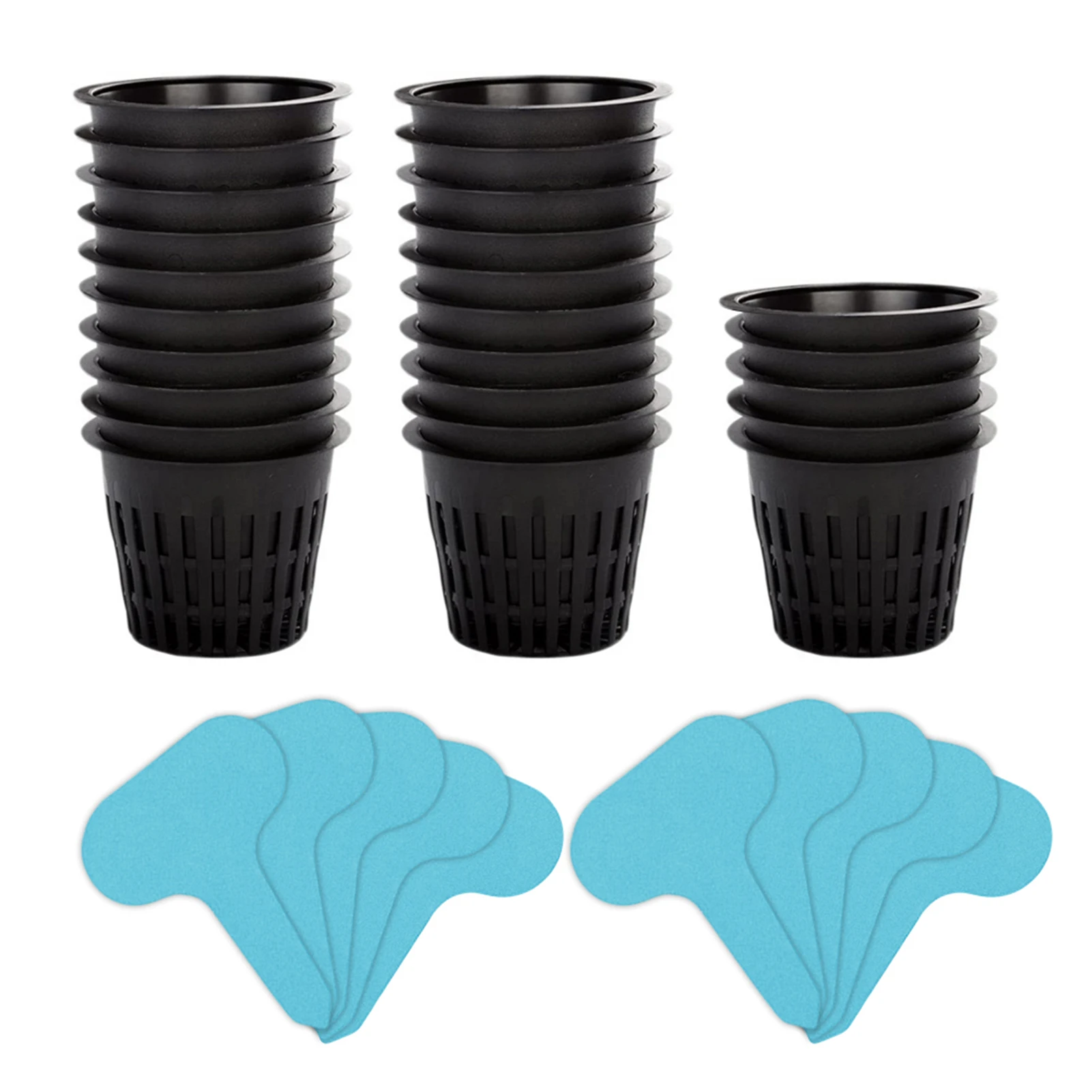 

25pcs 3inch Pot Bucket Slotted Mesh Heavy Duty Wide Lip Net Cups Plastic Round With Plant Labels For Hydroponics Basket Garden