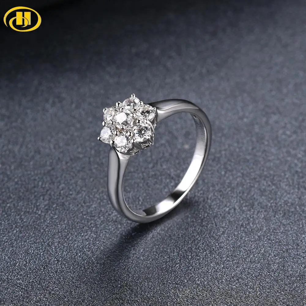 

Hutang 100% Solid 925 Sterling Silver White Stone Ring for Women Wedding Engagement Fine Jewelry With Jewelry Box