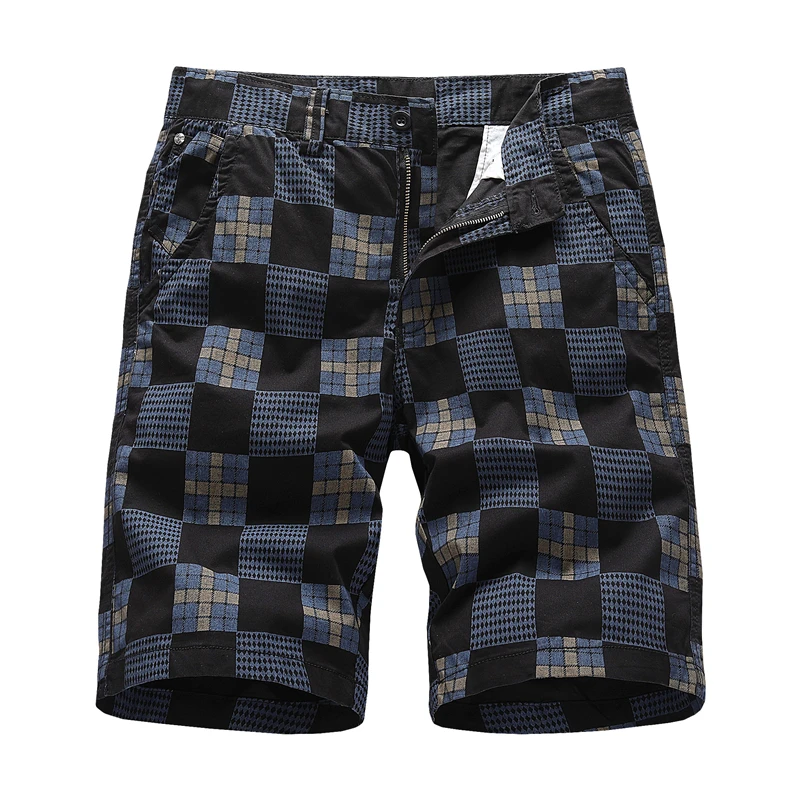 

Men's Brand New Summer Casual Shorts 100% Cotton Print Checkered Zipper 5 Colors High Quality 5 Point Shorts Men BVCHAJ