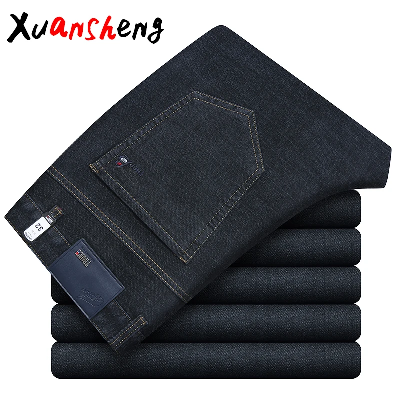 Xuansheng, прямые мужские джинсы, осень, плотные, классические, Бизнес Стиль, для работы, стрейч, модные, повседневные, длинные штаны, уличная одежда, новые джинсы